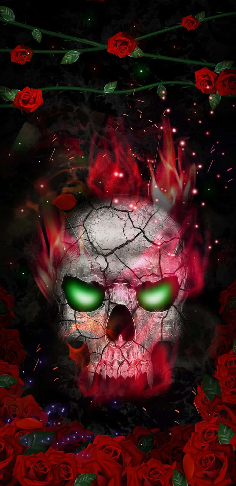 Flaming Skull In The Twilight Sky Background