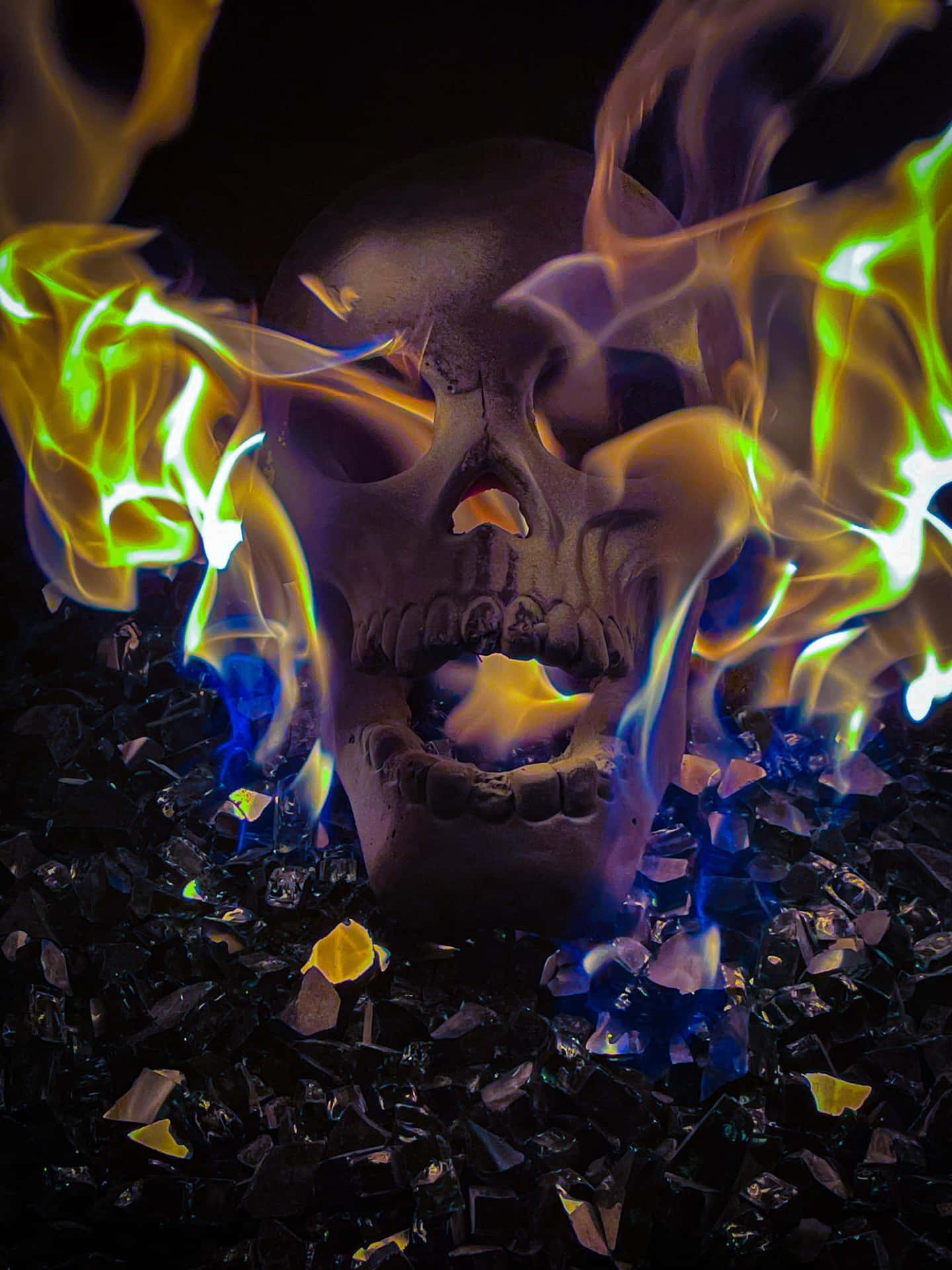 Flaming Skull Promises To Unleash Terror Background