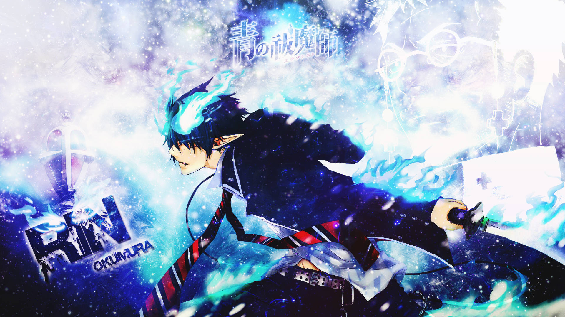 Flaming Sword Of Rin Okumura From Blue Exorcist Background