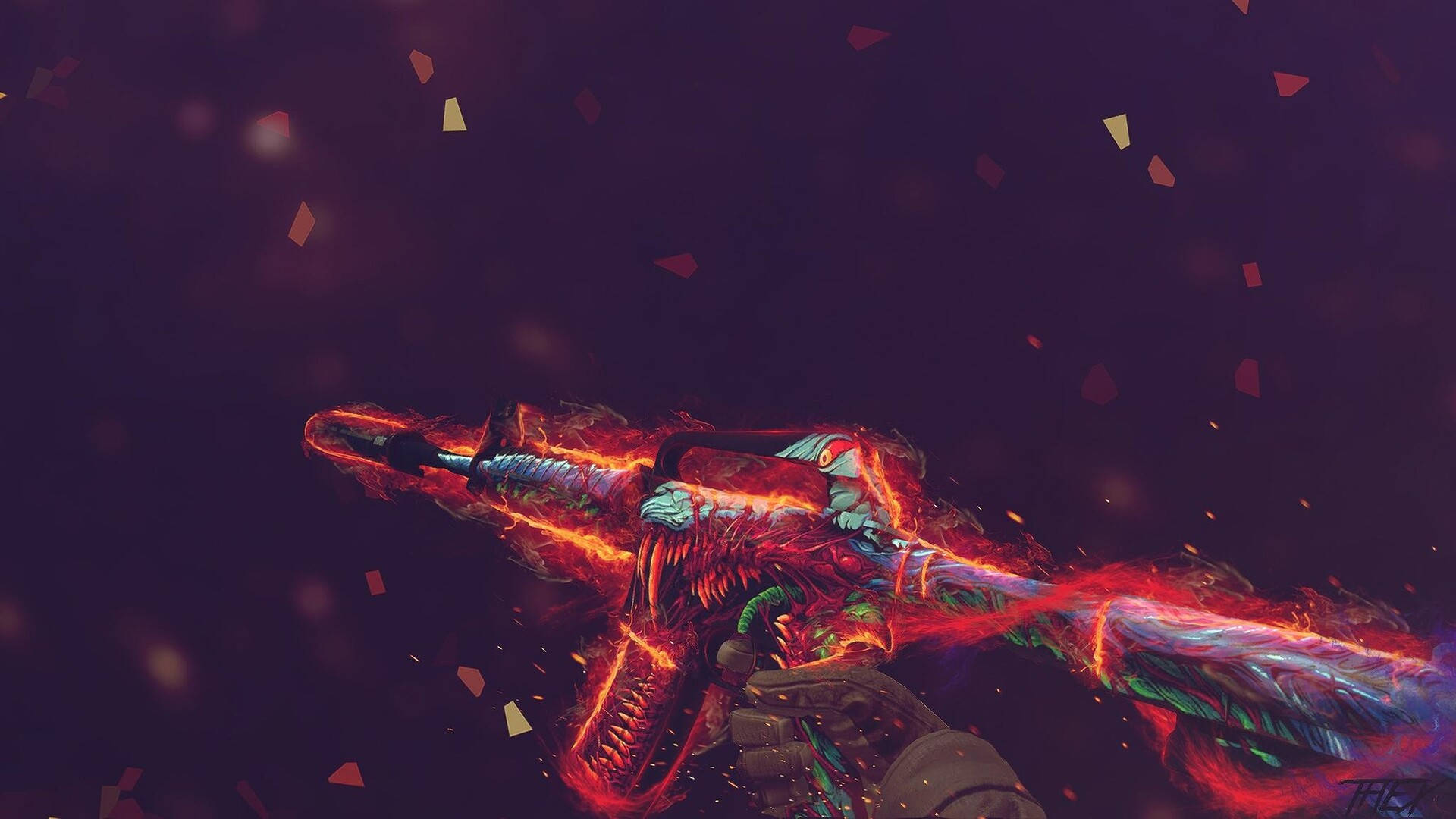 Flaming Weapon In Cs Go Background