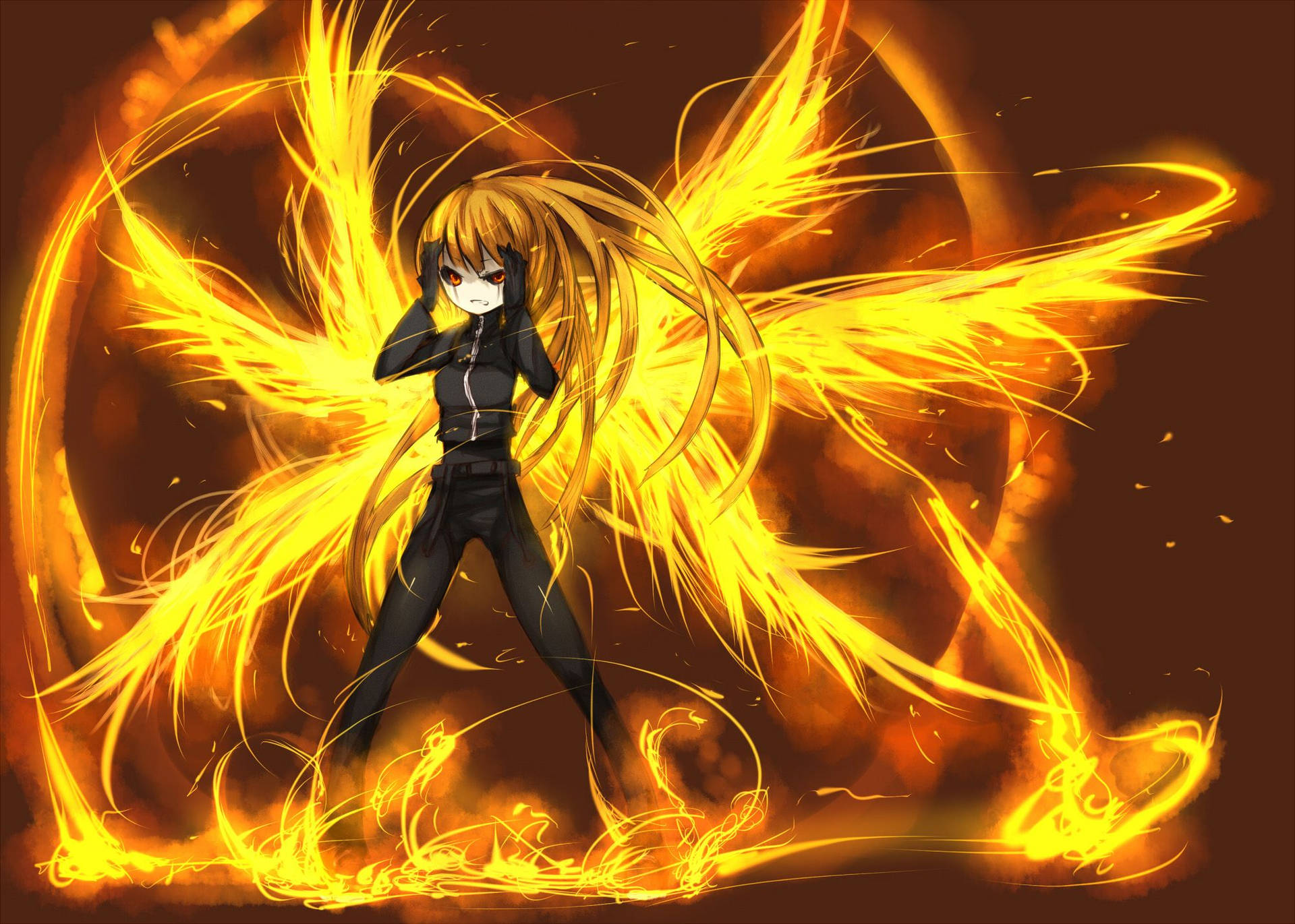 Flaming Wings Over The City Background