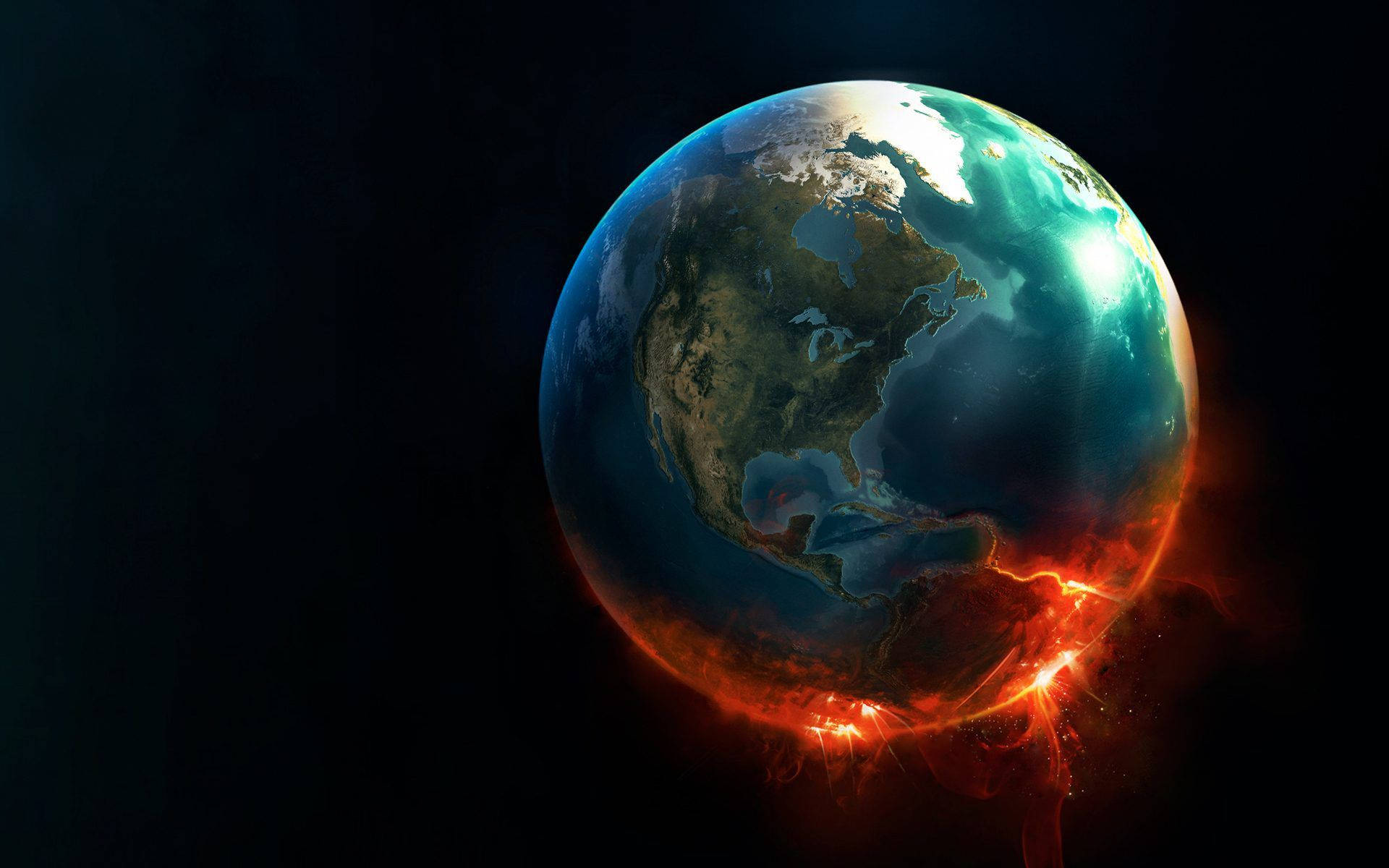 Flaming World Globe Planet Earth