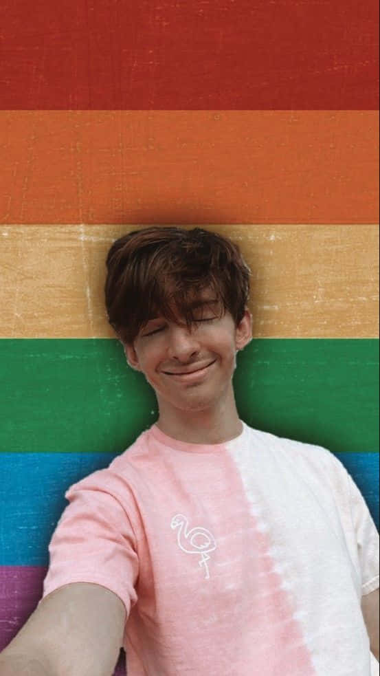 Flamingo Albert On Rainbow Wallpaper Background