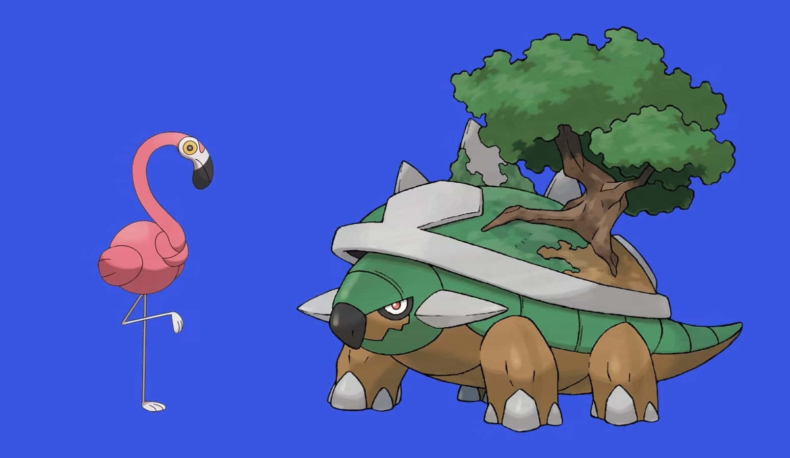 Flamingoand Torterra Illustration Background