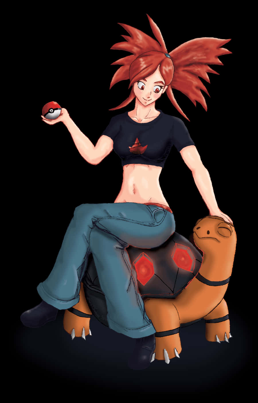 Flannery Sitting Down On Torkoal Background