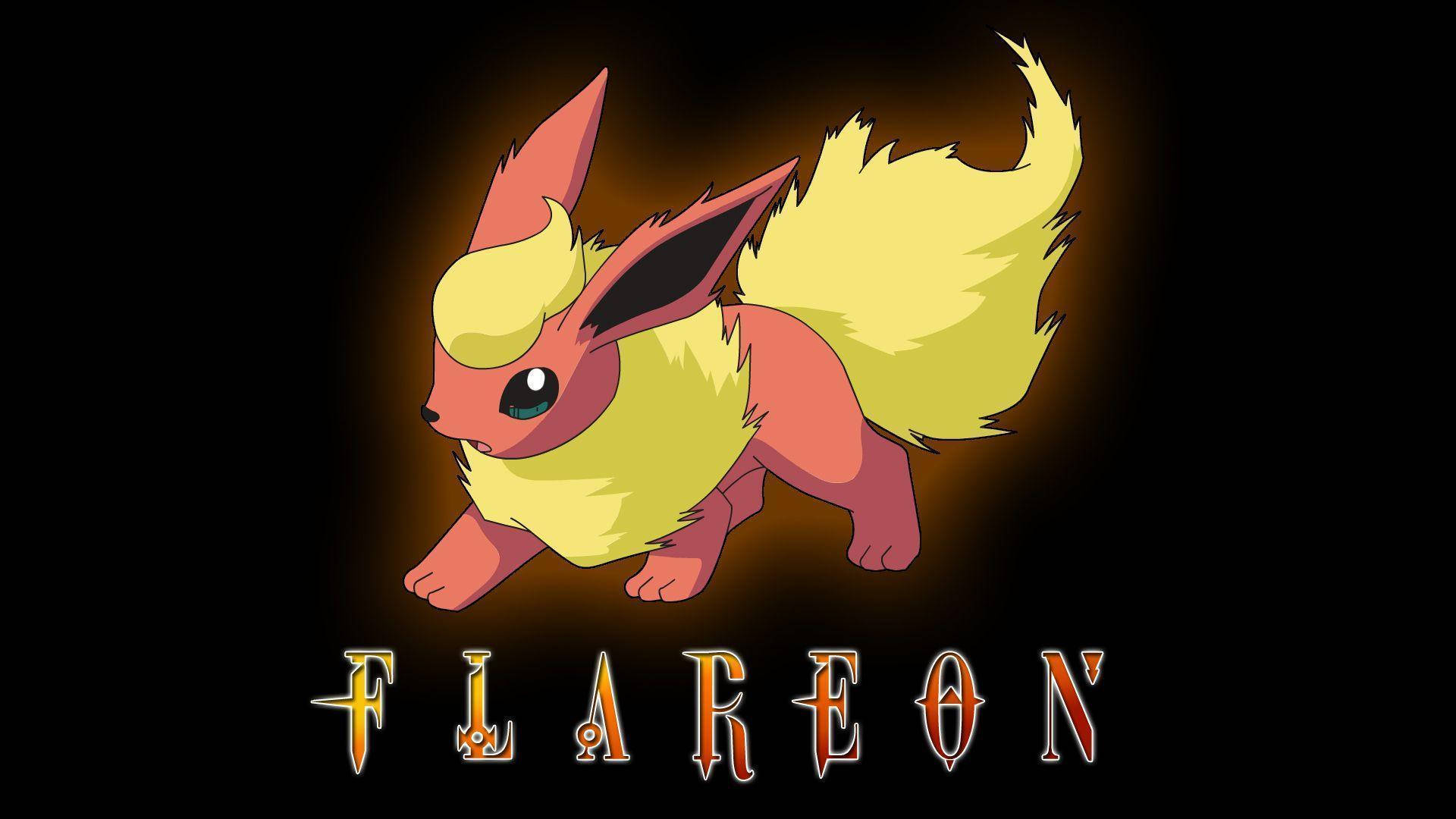 Flareon With Bright Yellow Glow Background