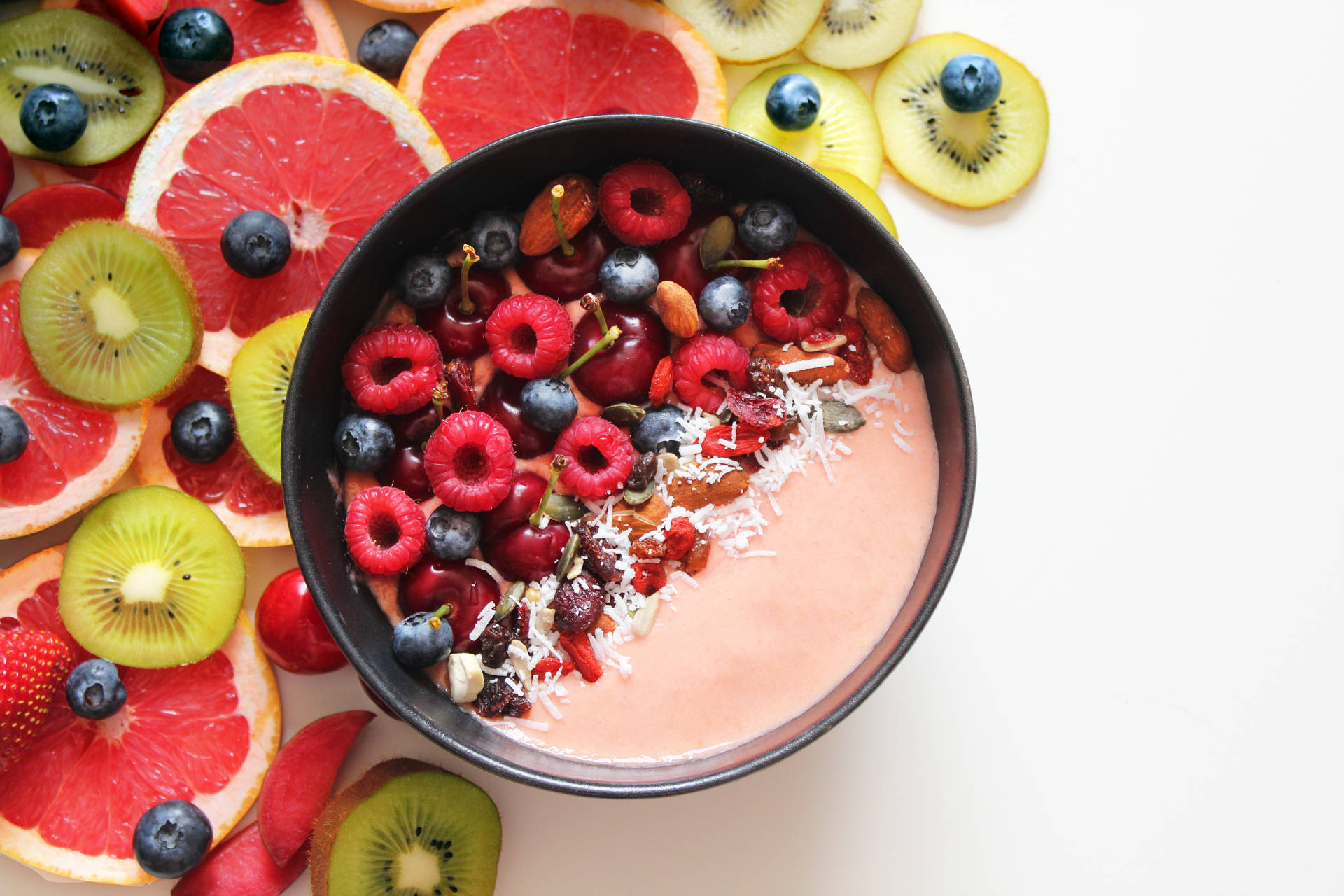 Flat Lay Acai Berry Fruit Bowl