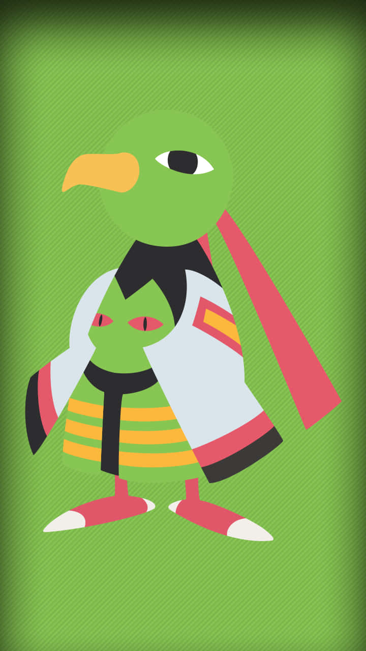 Flat Xatu On Green Background Background