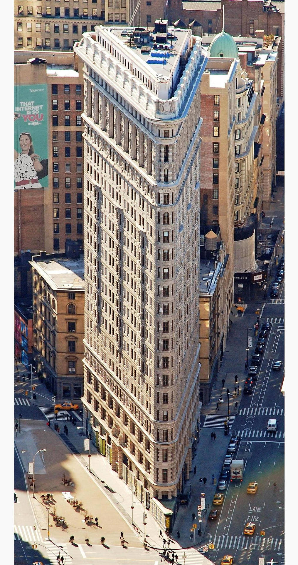 Flatiron Building And Streets Aerial Background