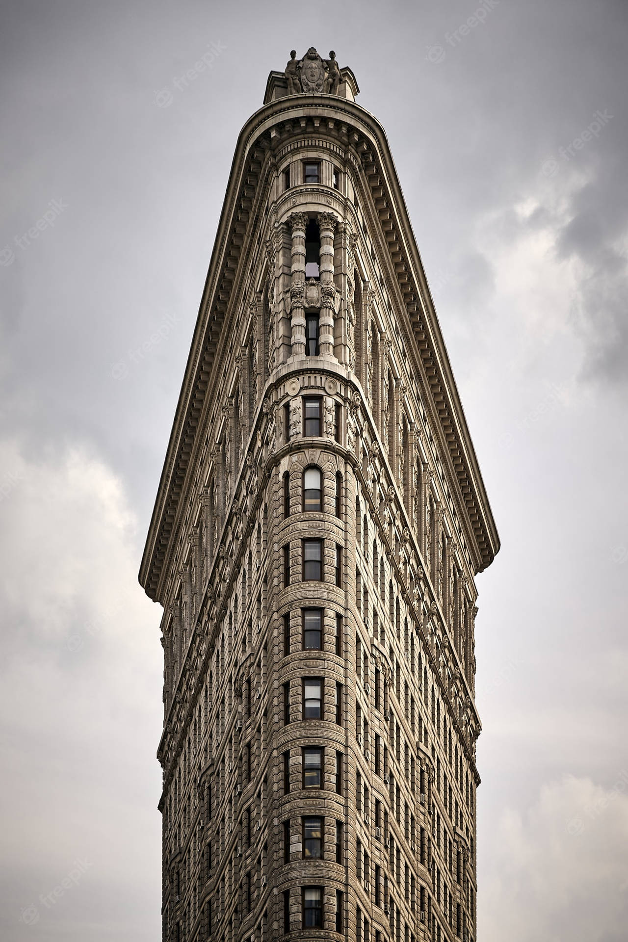 Flatiron Building Gray Clouds Background