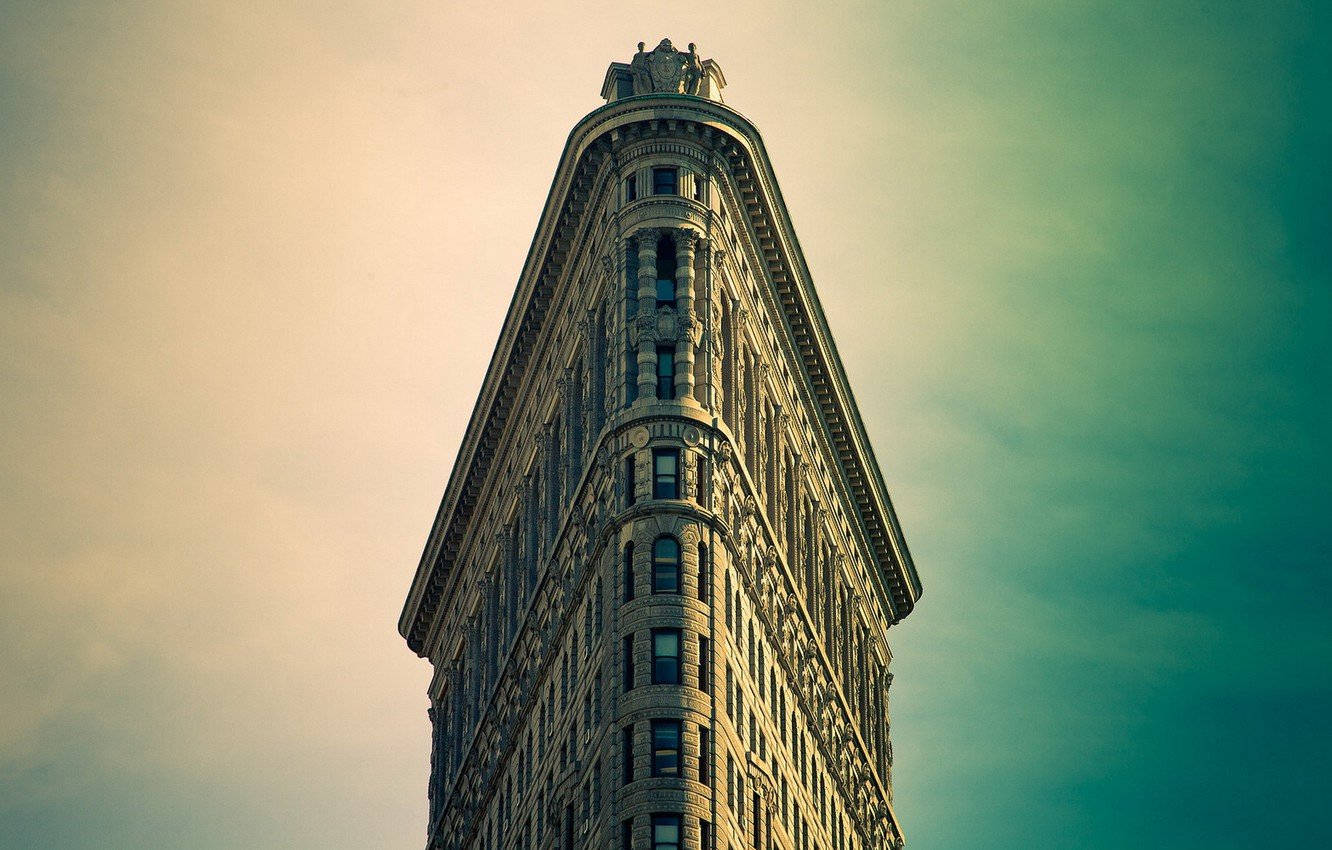 Flatiron Building Green Sky Background