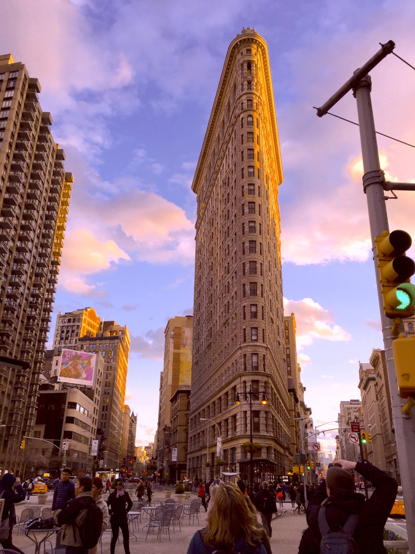 Flatiron Building Pink Sunset Sky Background