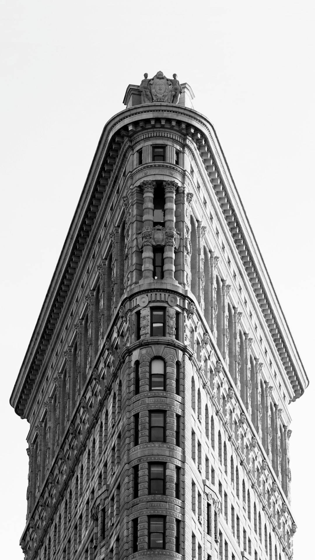 Flatiron Building Roof Black And White Background