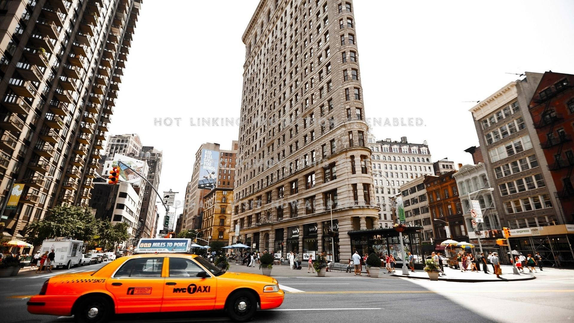 Flatiron Building Taxi Nearby Background