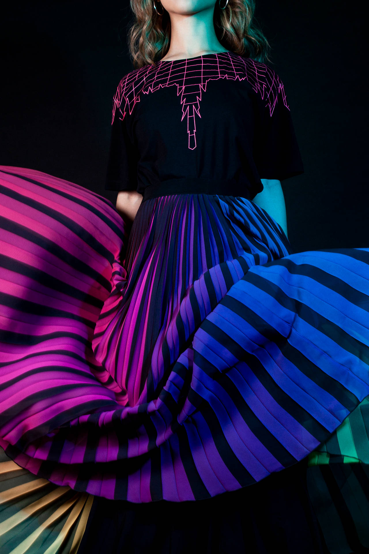 Flaunting Vibrancy - Marcelo Burlon Colorful Pleated Skirt Background