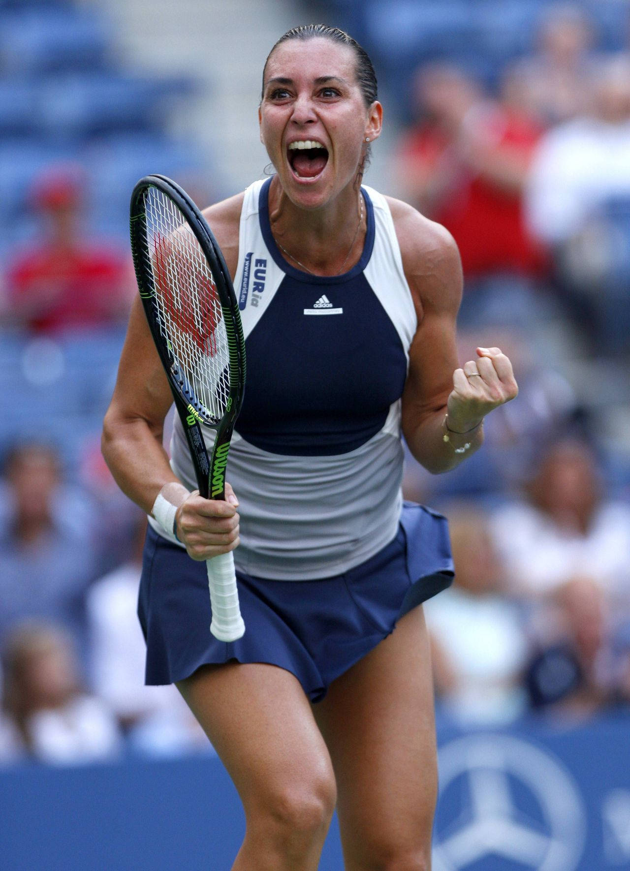 Flavia Pennetta Celebrates Win Background