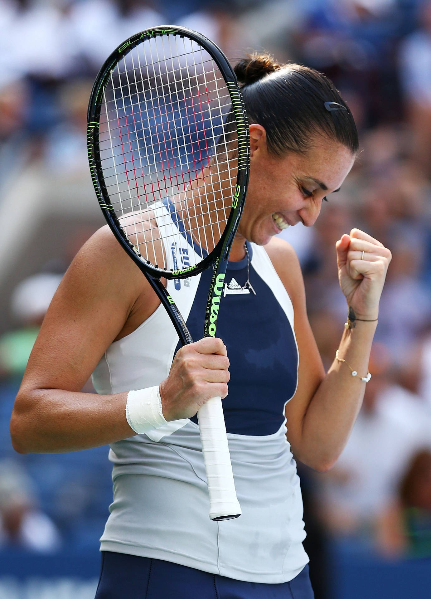 Flavia Pennetta Smiling Fist Pump Background