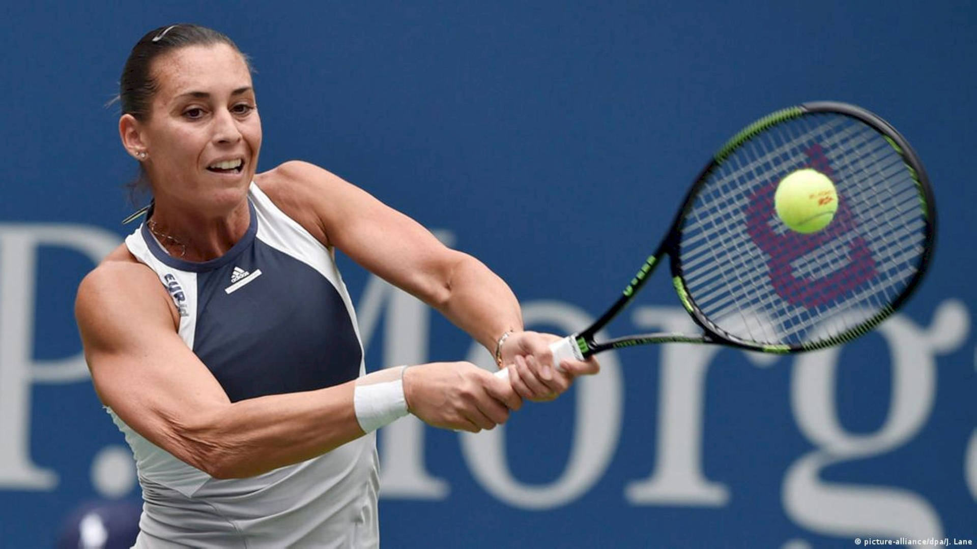 Flavia Pennetta Striking A Tennis Ball