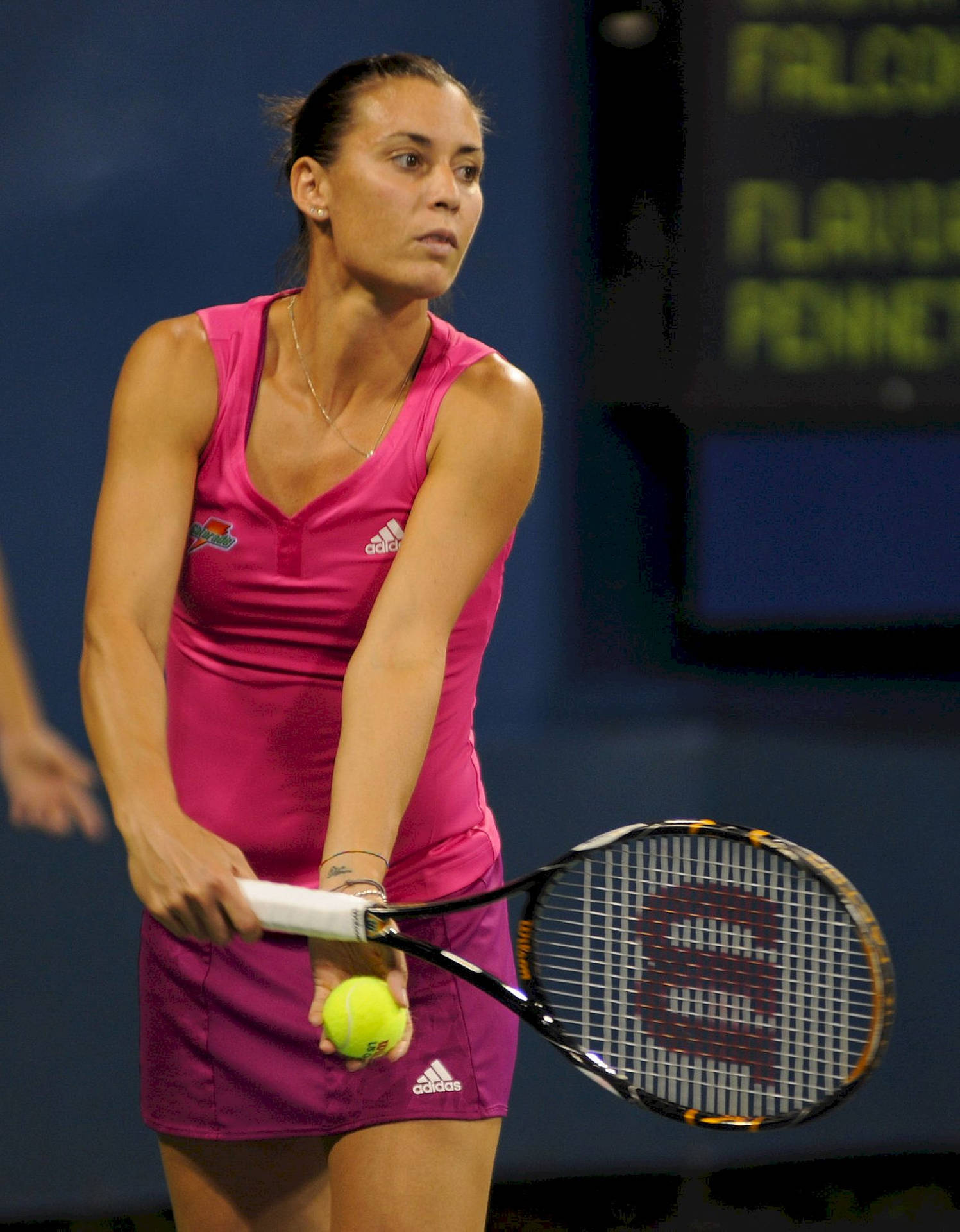 Flavia Pennetta Tennis Serve Background