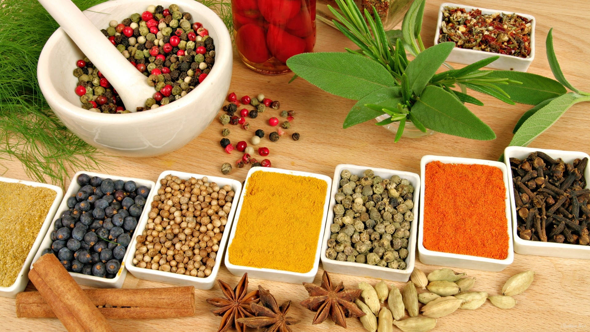 Flavored Spices For Cooking Flat Lay Shot Background