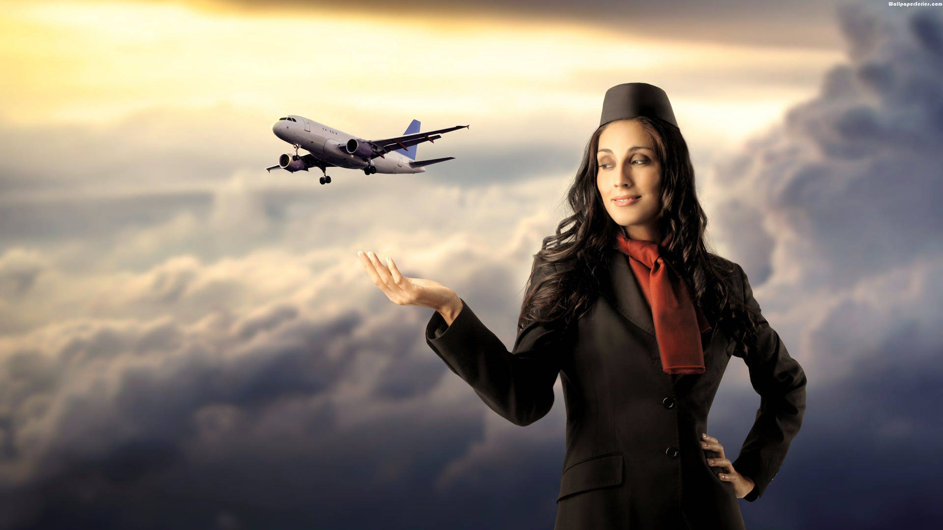 Flight Attendant Airplane Background