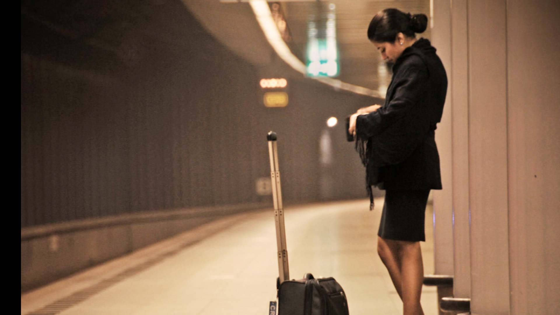 Flight Attendant In Waiting Background