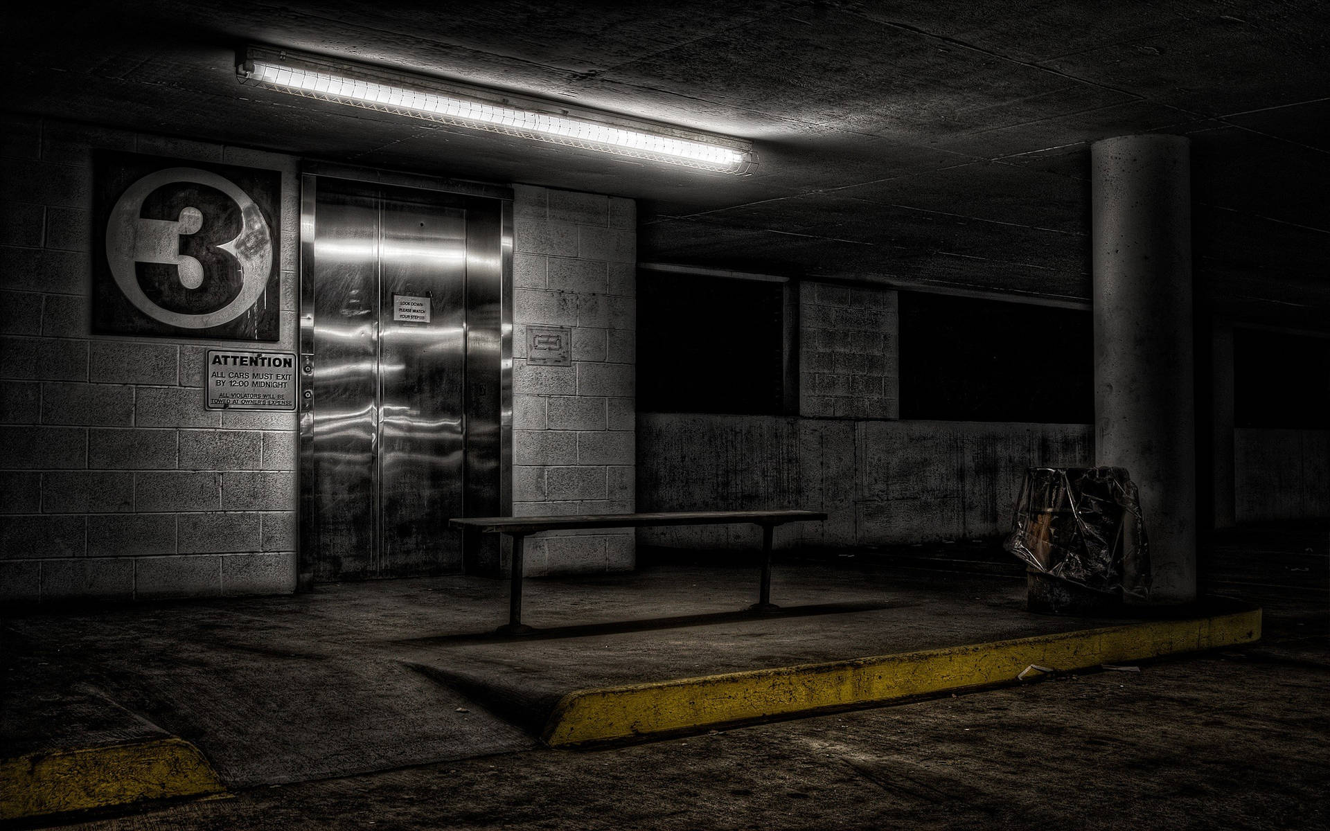 Flight Of Stairs In Illuminated Underground Parking Background