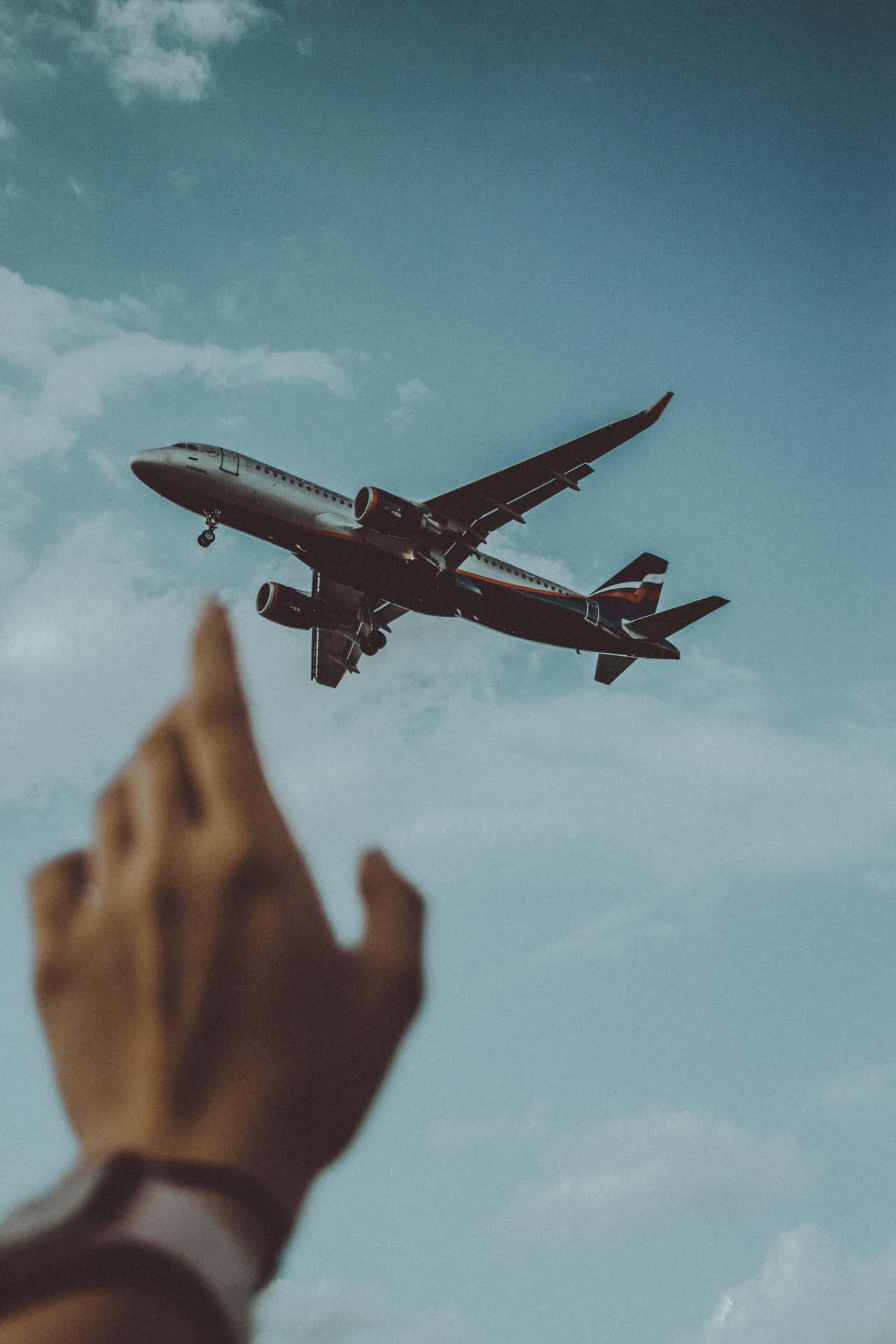 Flight With A Hand Background