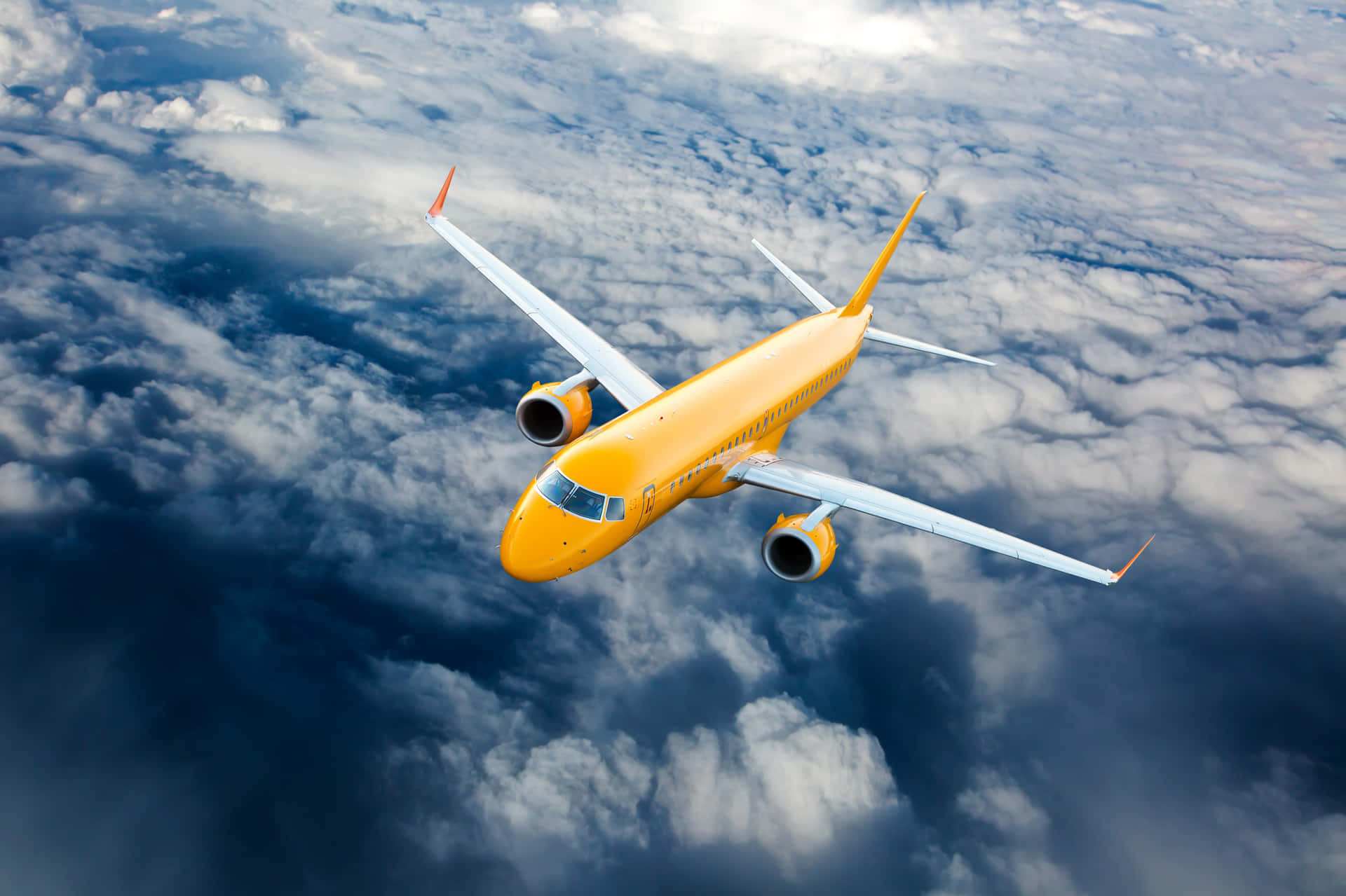 Flight With Yellow Plane Background