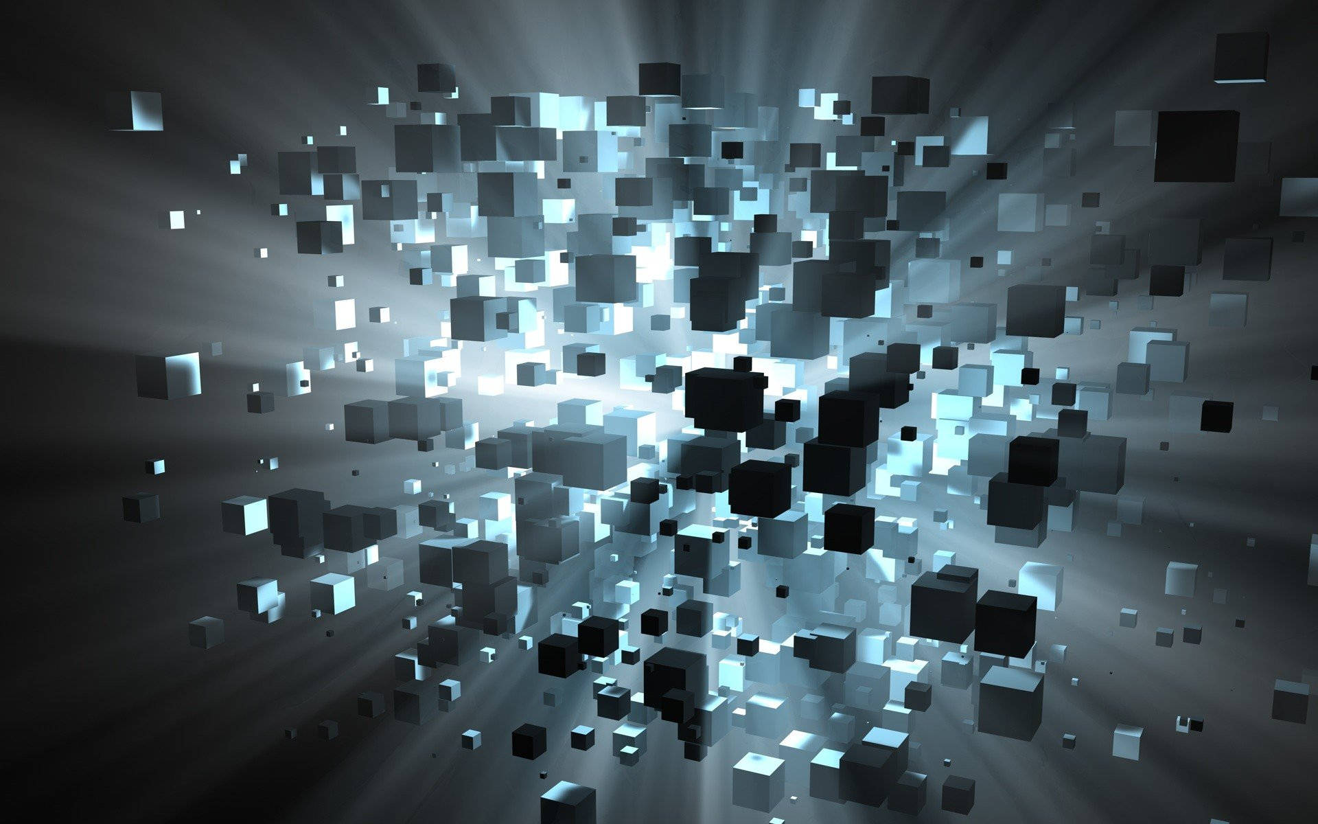 Floating 3d Black And White Squares Background