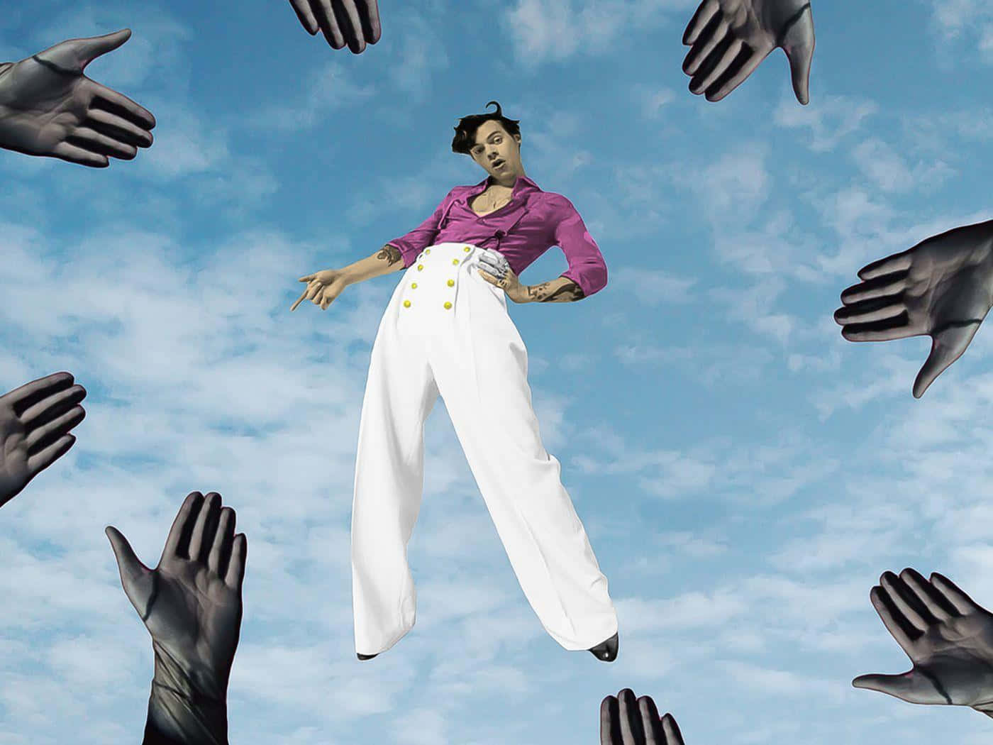 Floating Artist Surroundedby Hands