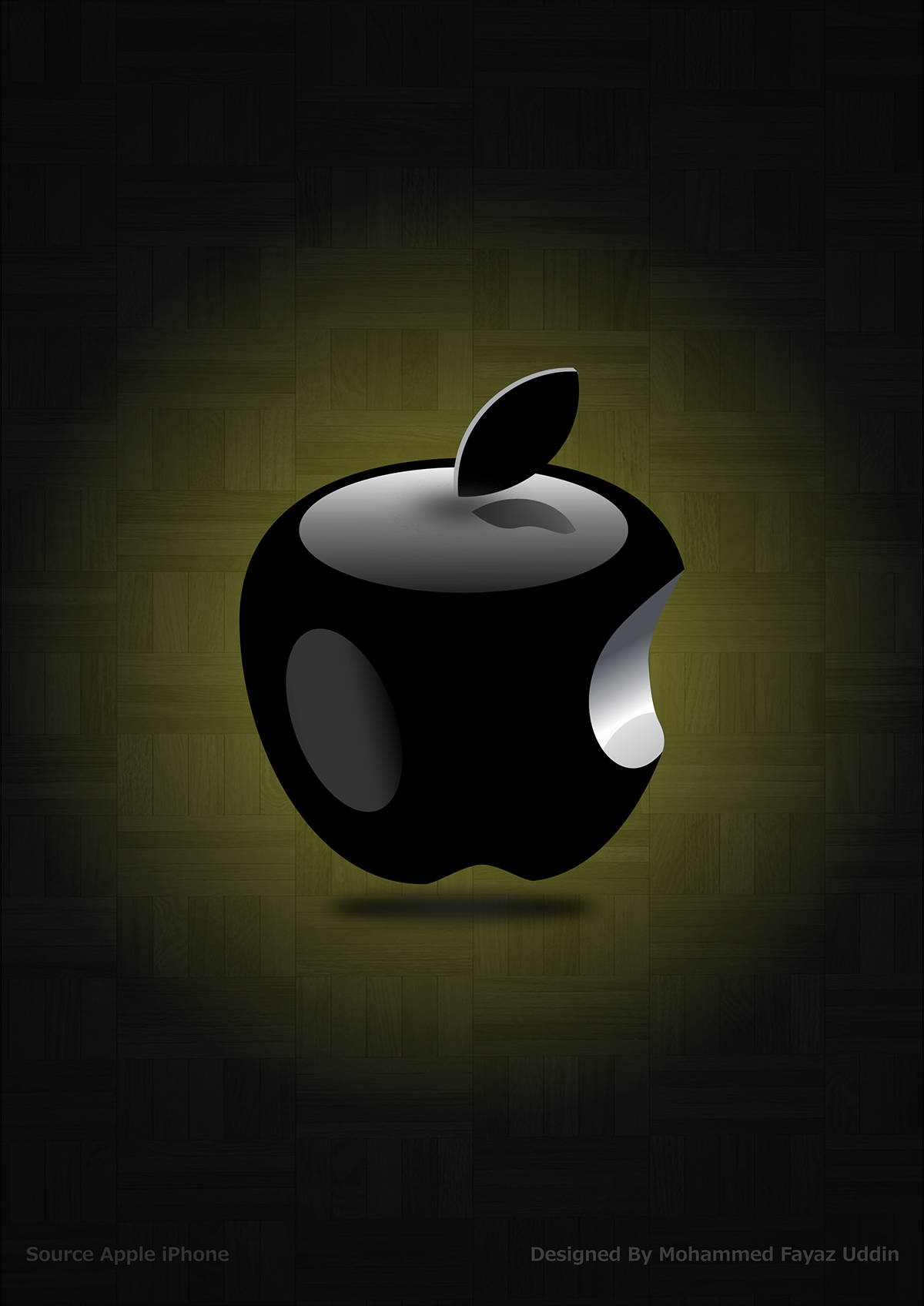 Floating Black 3d Apple Iphone Logo