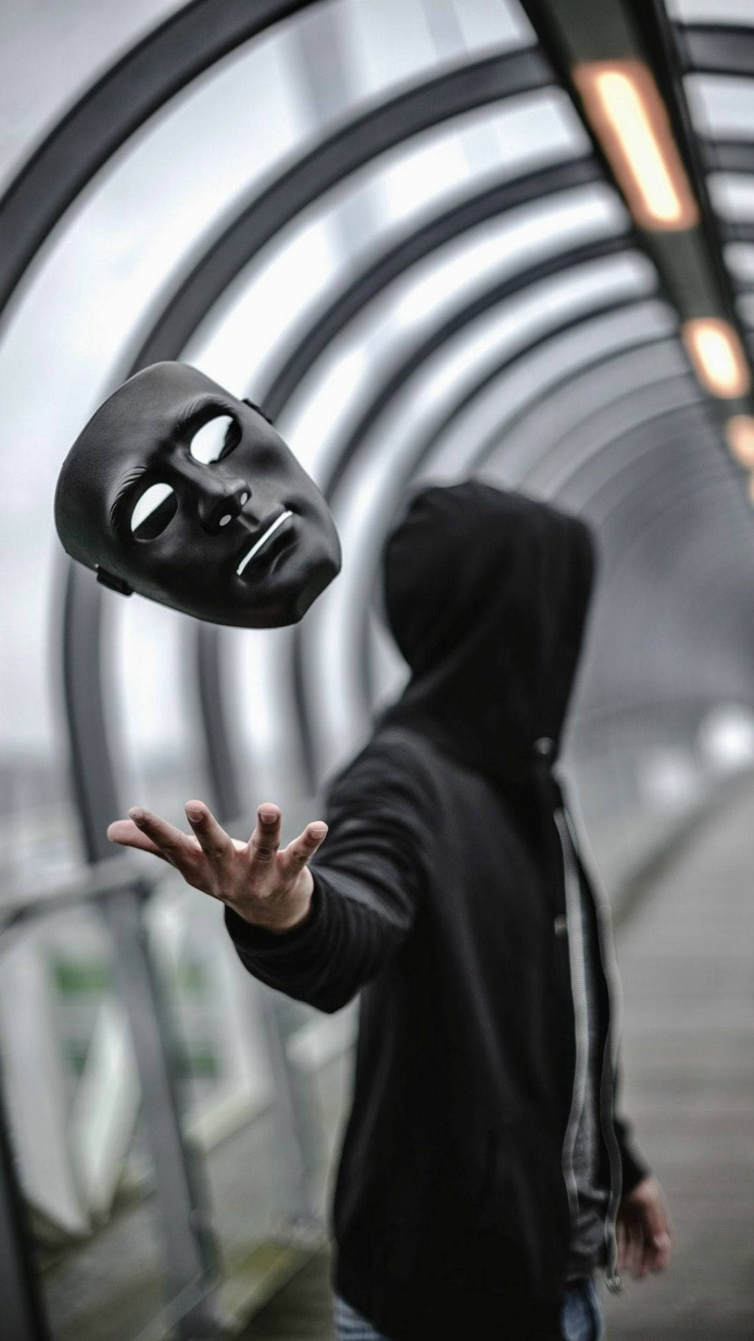 Floating Black Hacker Mask