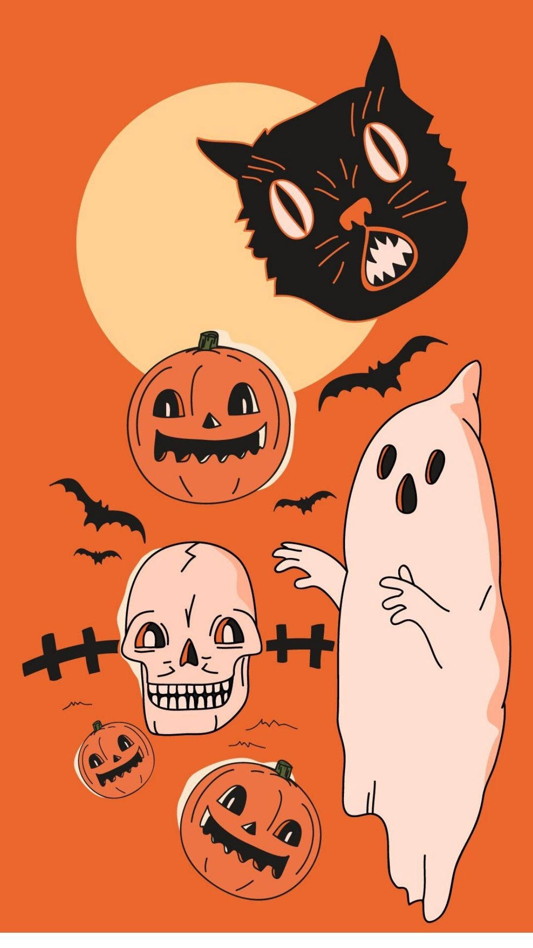 Floating Cartoon Halloween Figures Background