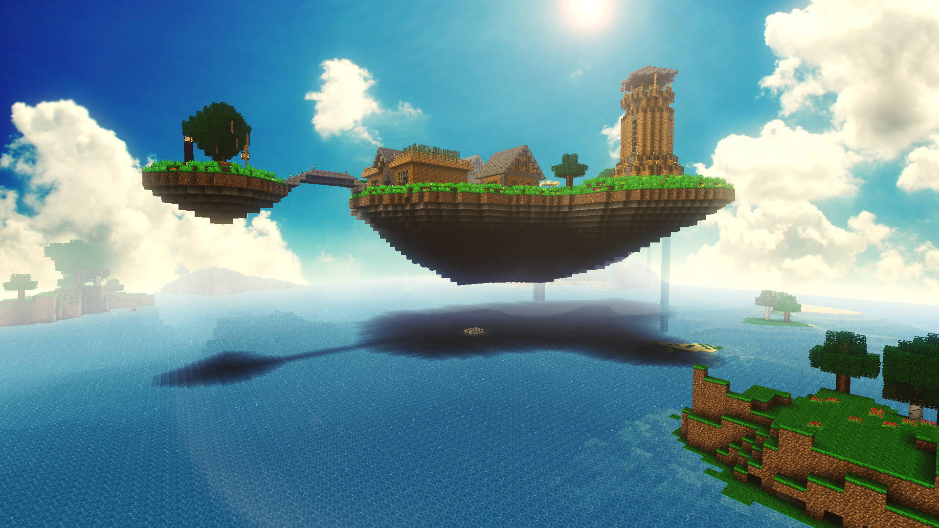 Floating Island Minecraft Hd Background