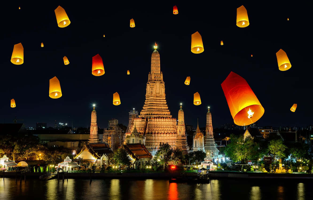 Floating Lanterns In Wat Arun