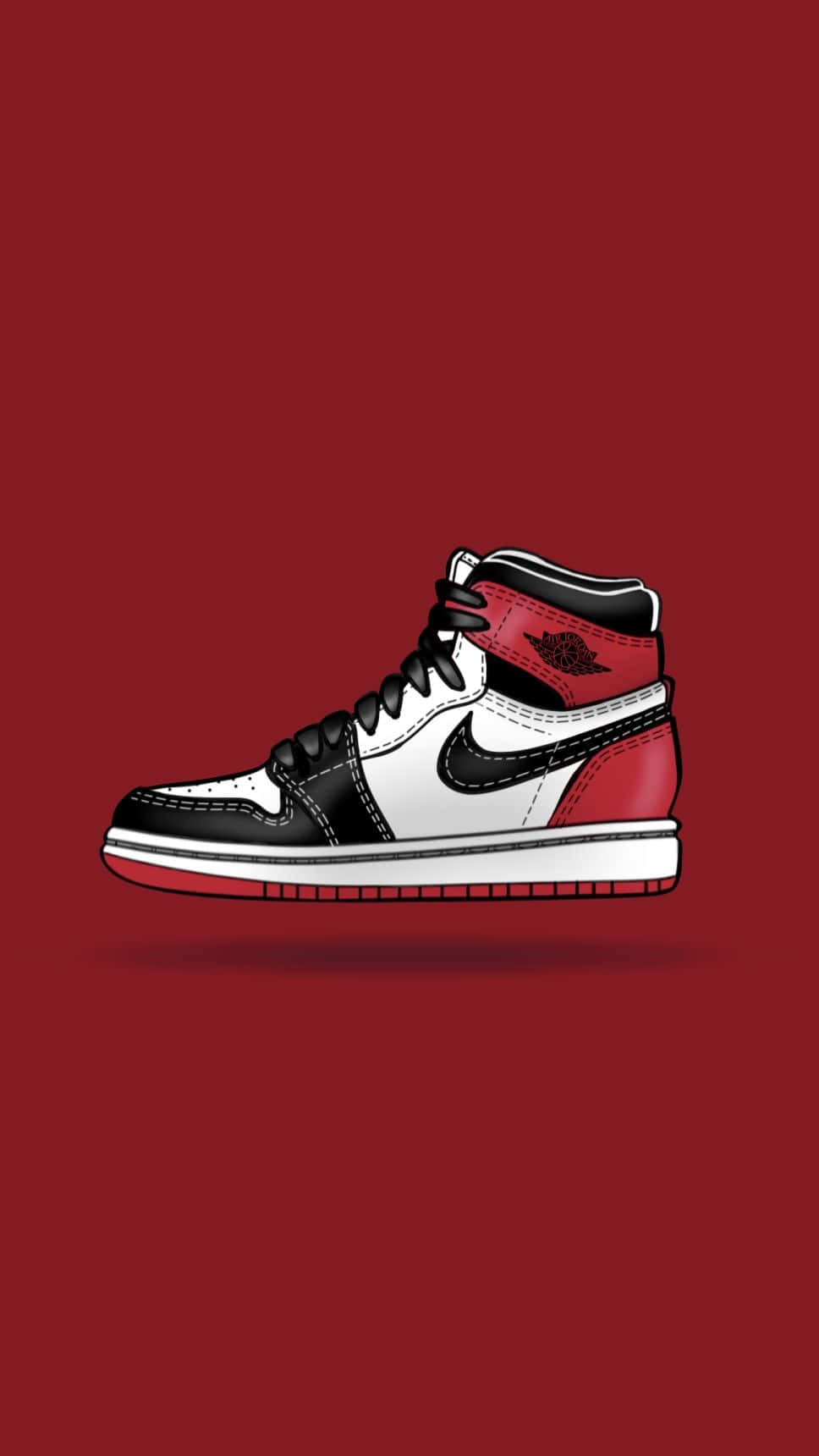 Floating Red Nike Jordan Air 1 Shoe Background