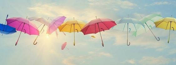 Floating Umbrellas Facebook Cover Background