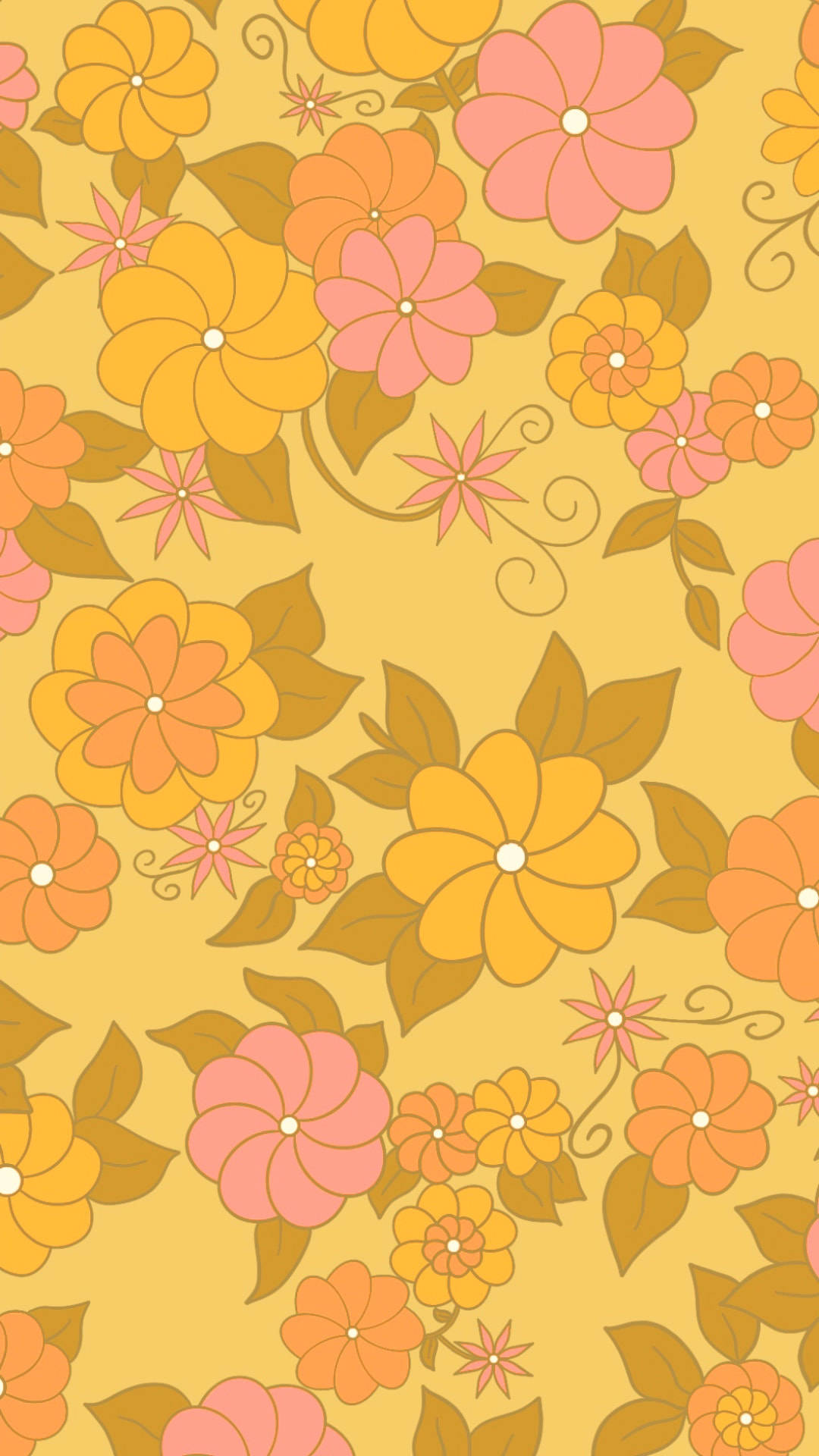 Floral Brown Yellow Phone