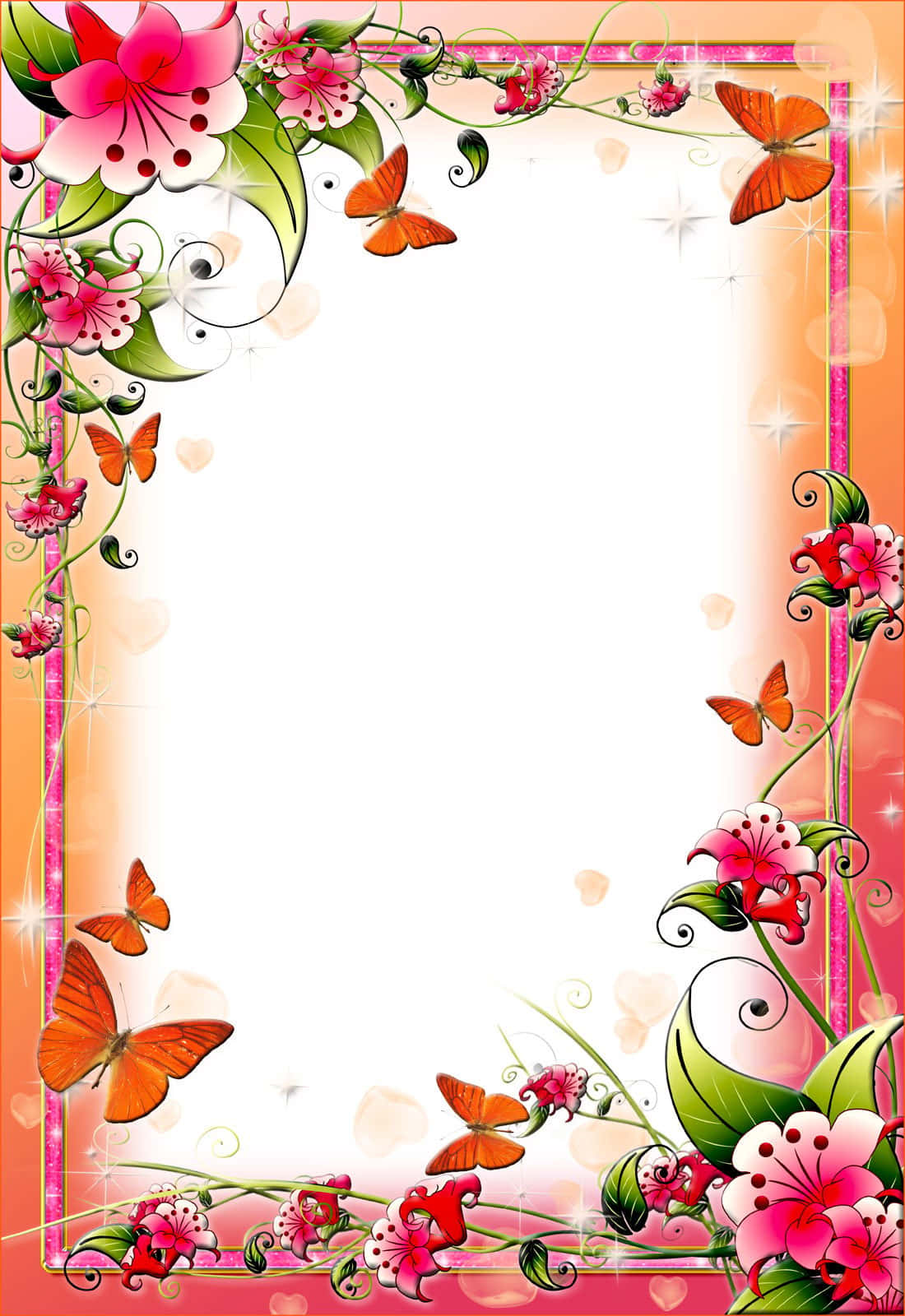 Floral Butterfly Frame Design Background