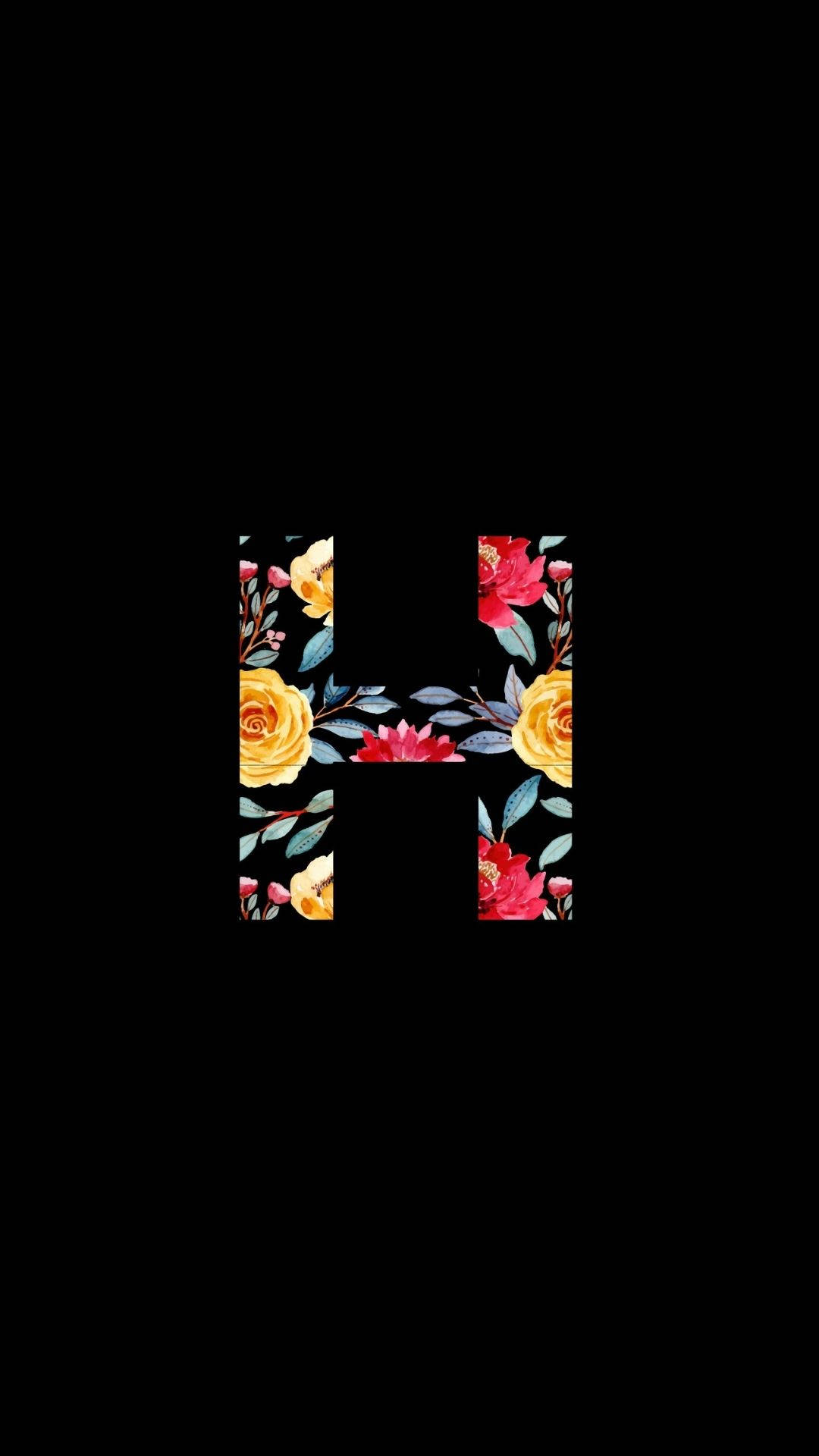 Floral Design In Letter H Alphabet Background