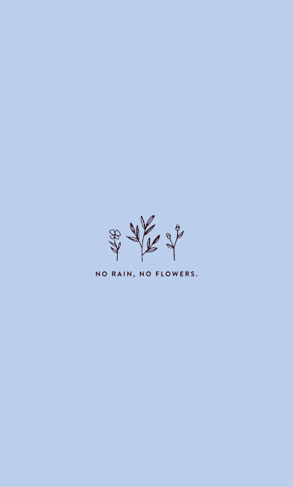 Floral Design On Blue Aesthetic Quote Iphone Background