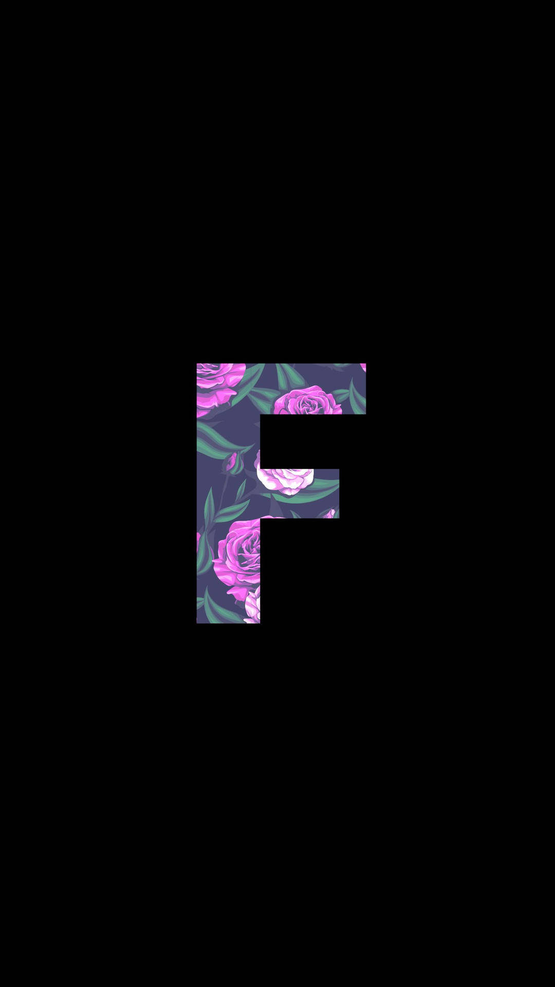 Floral ‘f’ Letter Design Against A Dark Background Background