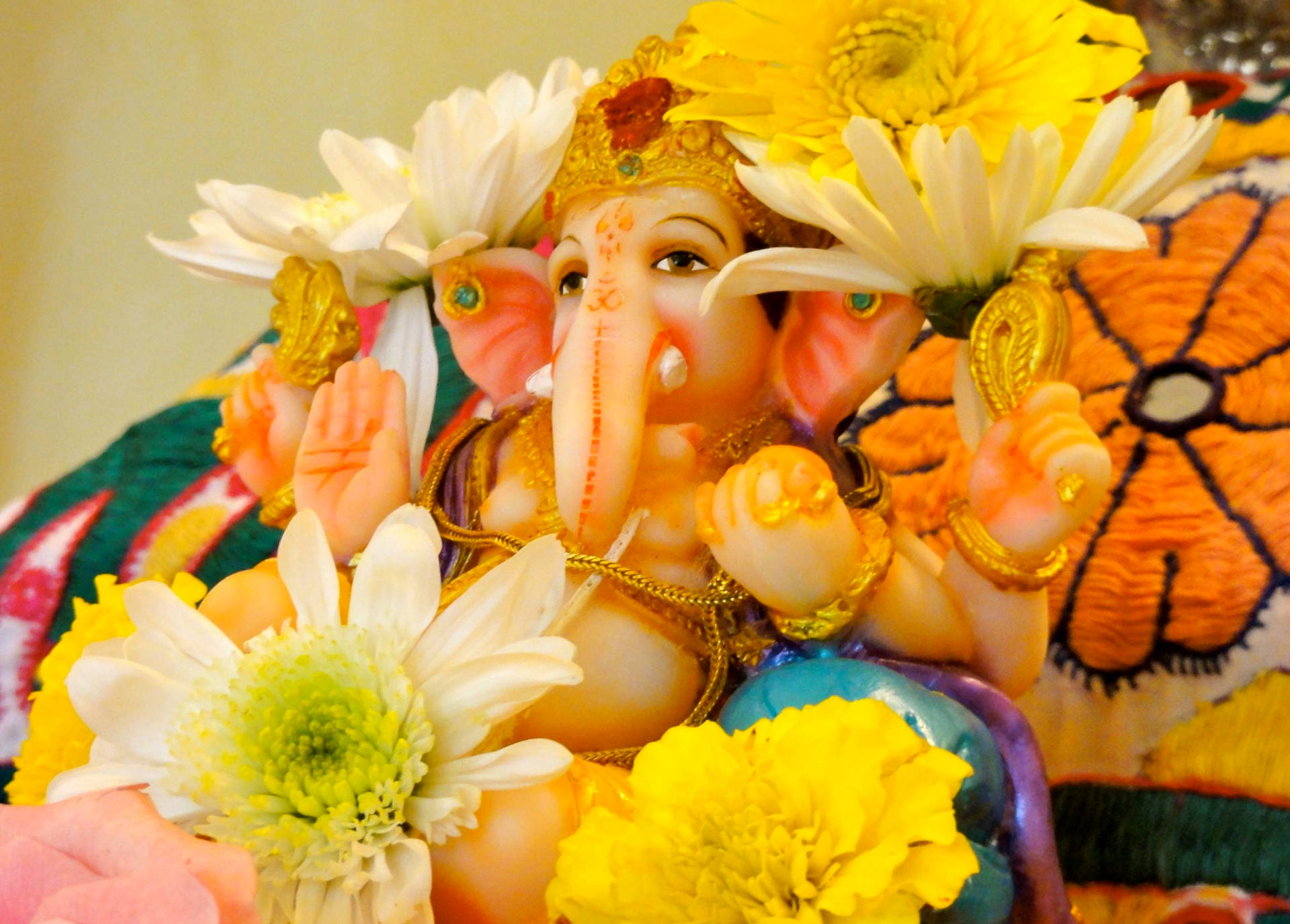 Floral Ganesh Full Hd Background