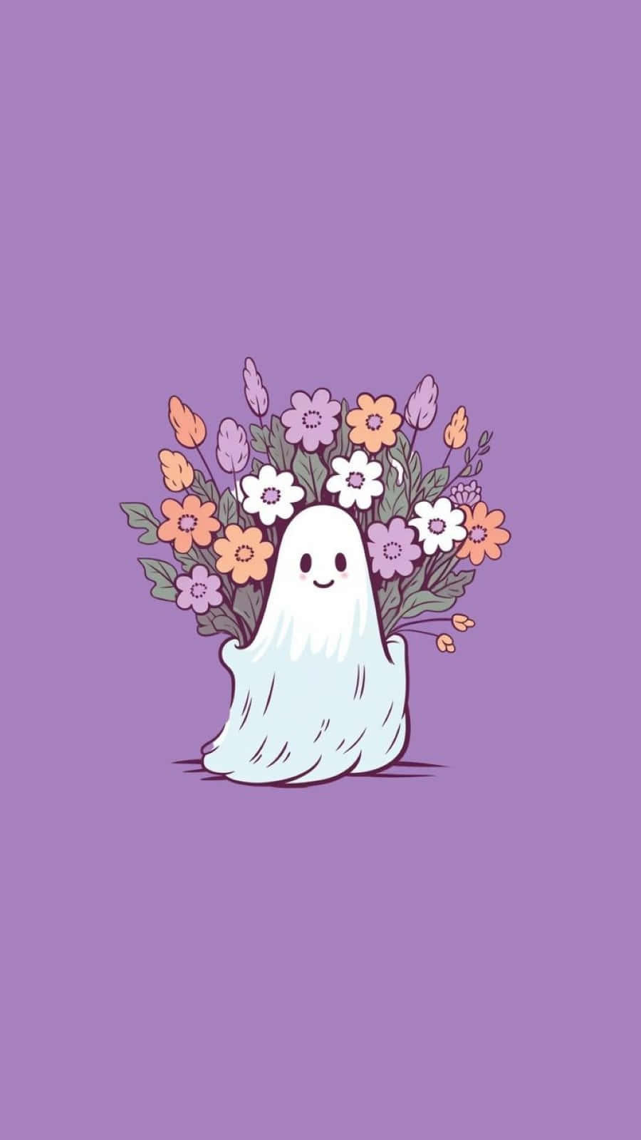 Floral Ghost Cute Illustration Background