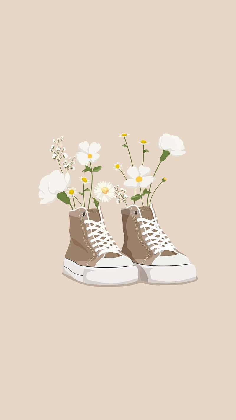 Floral High Top Sneakers Art Background