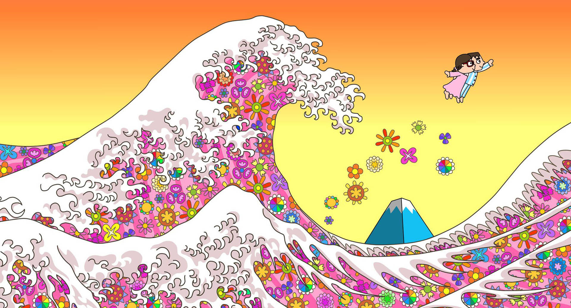 Floral Japanese Waves Art