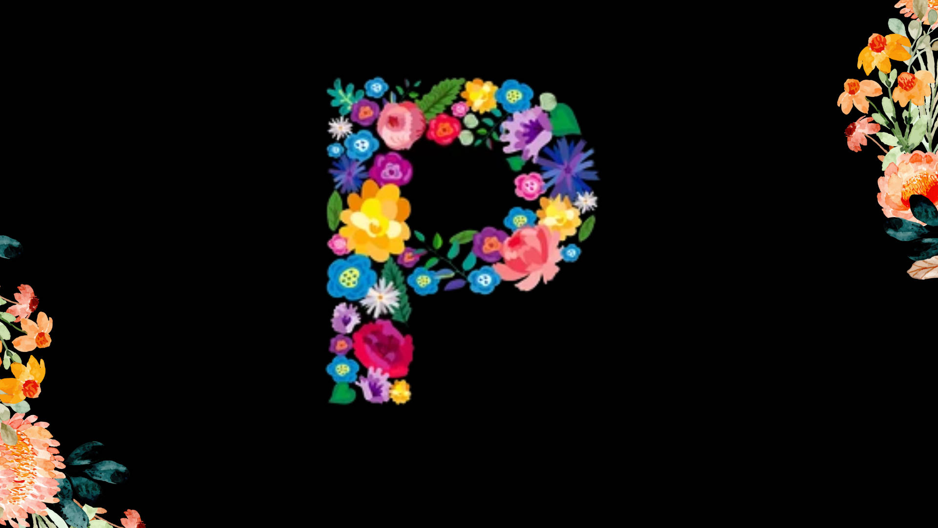 Floral Letter P Vector Background