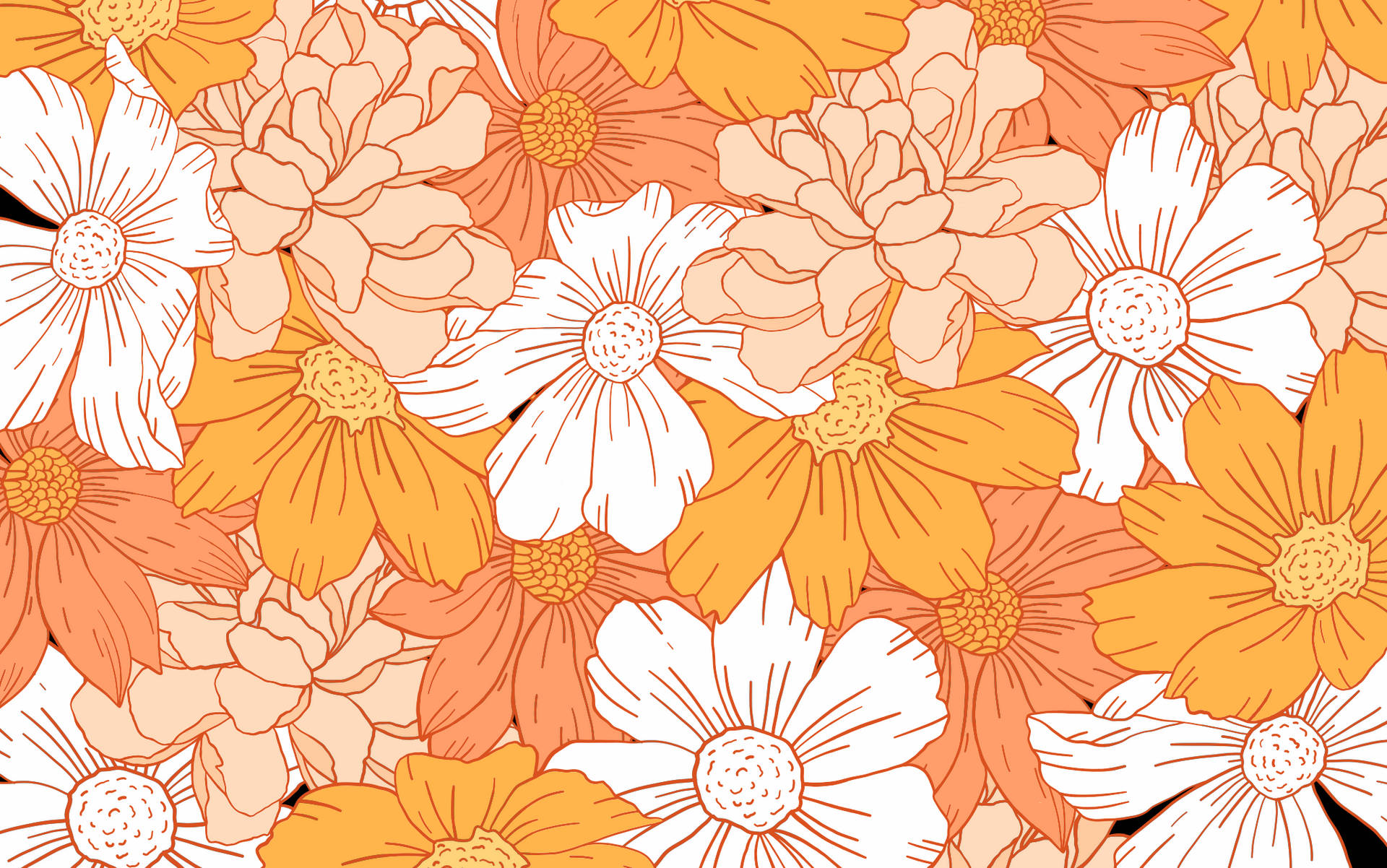 Floral Orange Pastel Aesthetic Tumblr Laptop Background