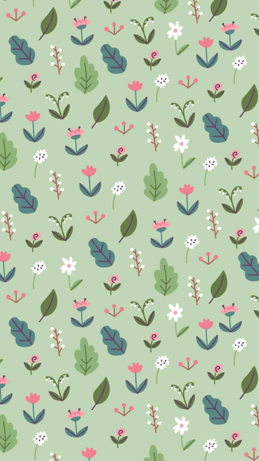 Floral Pattern Green Background Background